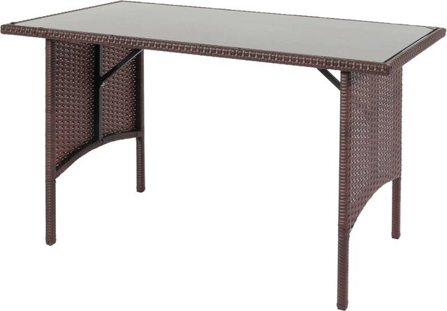 MCW Poly-Rattan Esstisch G16 in Braun mit Glasplatte, B/T: 112 x 60 cm - Bild 2
