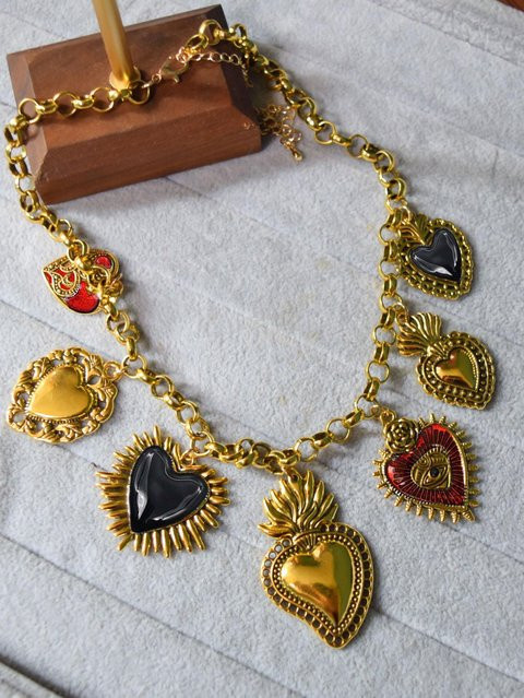 Lucky Star Jewelry Halskette, Flammendes Herz, Zirkonia, Messing, Schwarz, Damen - Bild 1