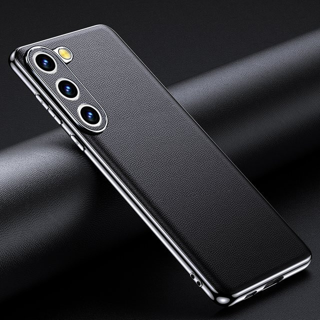 LANGSIDI Leder-Handyhülle für Samsung Galaxy S25 S24 Ultra S23 S22 Plus S21, stoßfest mit 360 Grad Schutz, Farbe: Schwarz - Bild 1