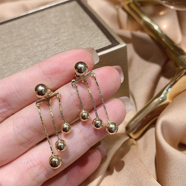 Ohrringe Metall, Ball, braun, Damen - Bild 1
