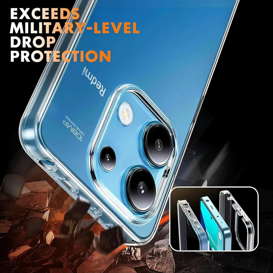 Stoßfeste 360-Ganzkörper-Silikonhülle für Xiaomi Redmi Note 13 12 11 10 9 Pro Max 5G sowie 13C 12C 10C 9A 9C in Transparent - Bild 2