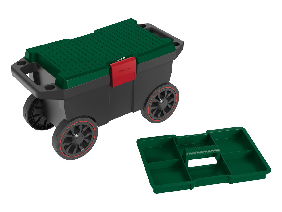 PARKSIDE Mobiler Gartenhocker aus recyceltem Polypropylen mit Rollen und integriertem Staukissen für Garten und Gewächshaus - Bild 3