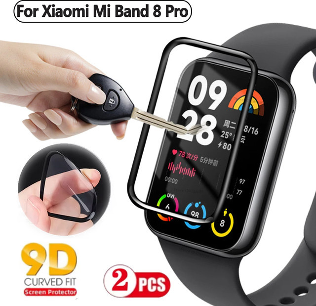 Xiaomi Schutzfolie für Mi Band 8 Pro 8Active und Mi Band 9 Pro, gebogene weiche Folie zur vollständigen Abdeckung, transparent - Bild 1