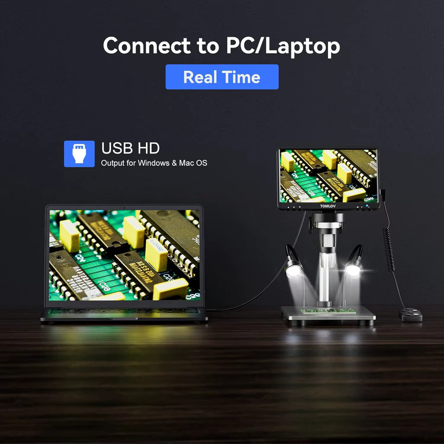 TOMLOV DM9 Digitales USB-Mikroskop mit 7-Zoll-LCD-Display, 1080P Auflösung und 1200-facher Vergrößerung für die Telefonreparatur - Bild 2