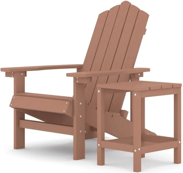 Furnicato Adirondack Gartenstuhl mit Tisch aus HDPE in Braun - Bild 1