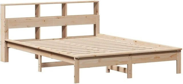 vidaXL Massivholzbett aus Kiefer mit integriertem Regal in Braun und Beige, B/T/H: 120 x 200 x 80 cm - Bild 1