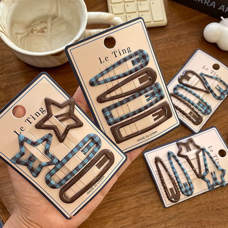 HugesGirl BB-Haarspangen Set, Kariert, 4-teilig, Damen - Bild 3