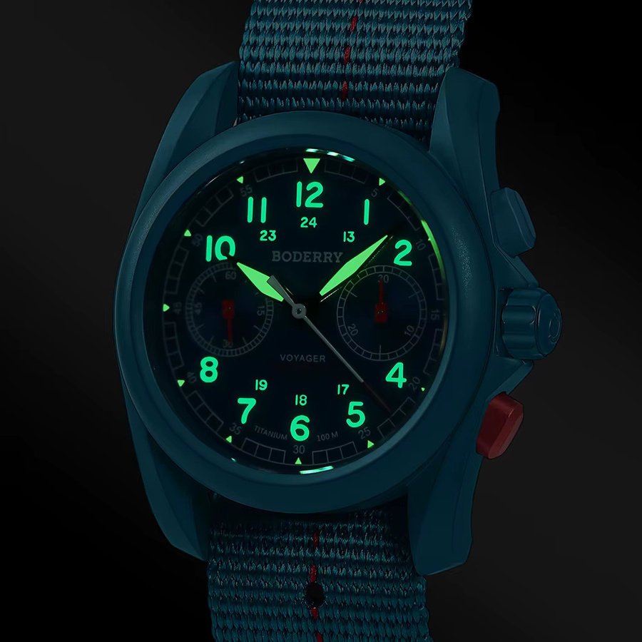 BODERRY Armbanduhr Chronograph, Automatik, Titan, 40 mm, Herren - Bild 2