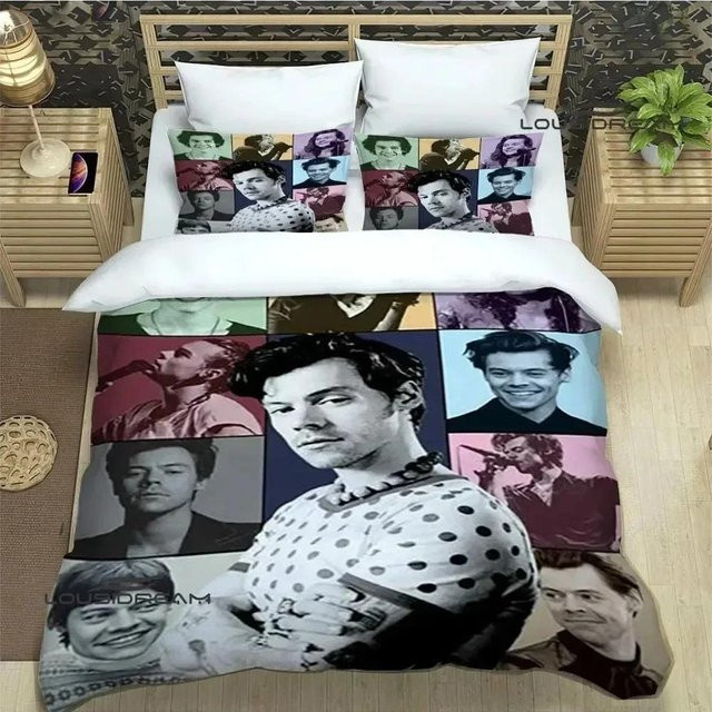 Harry Styles Bettwäsche-Set aus Mikrofaser mit Bettbezug und Kissenbezügen, Mehrfarbig, B/H: 70 x 133 cm - Bild 1