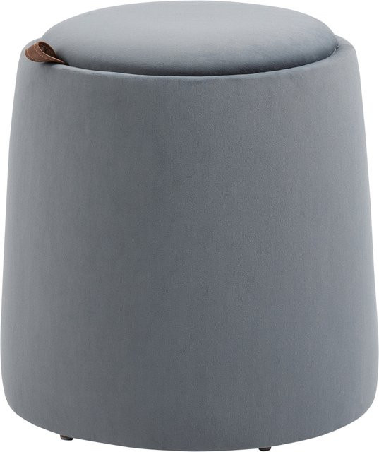 HOMCOM 2-in-1 Ottomane runder Sitzhocker mit Stauraum und abnehmbarem Deckel in Grau Samtoptik, Durchmesser: 44 cm, Höhe: 47,5 cm - Bild 1