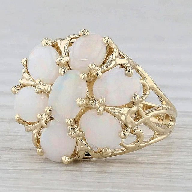 YoYo Ring, goldplattiert, Opal, Damen, Vintage - Bild 1