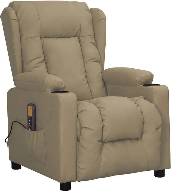 vidaXL Massagesessel in Braun mit Kunstleder und Armlehnen, B/T/H: 96,0 x 136,5 x 48,0 cm - Bild 1