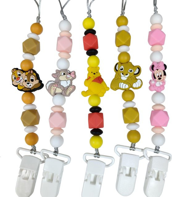 Potdemiel Schnullerkette mit Silikon-Fokalperlen Simba in Multicolour inklusive Clips und Beißkette - Bild 1