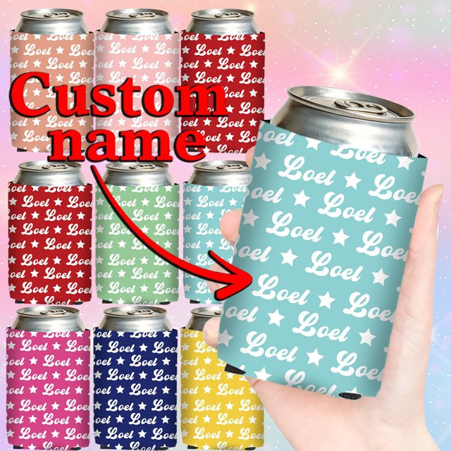 Personalisierter Dosenkühler mit Sternen von WEIGAO in Multicolour, individuelle Dosenhülle mit Namen als persönliches Geschenk - Bild 1