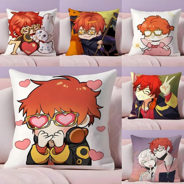 M-Mystic M-Messenger 707 Chibi Kissenbezug aus weichem Plüschstoff, schwarz und mehrfarbig, B/T/H: 30 x 30 x 0 cm - Bild 1