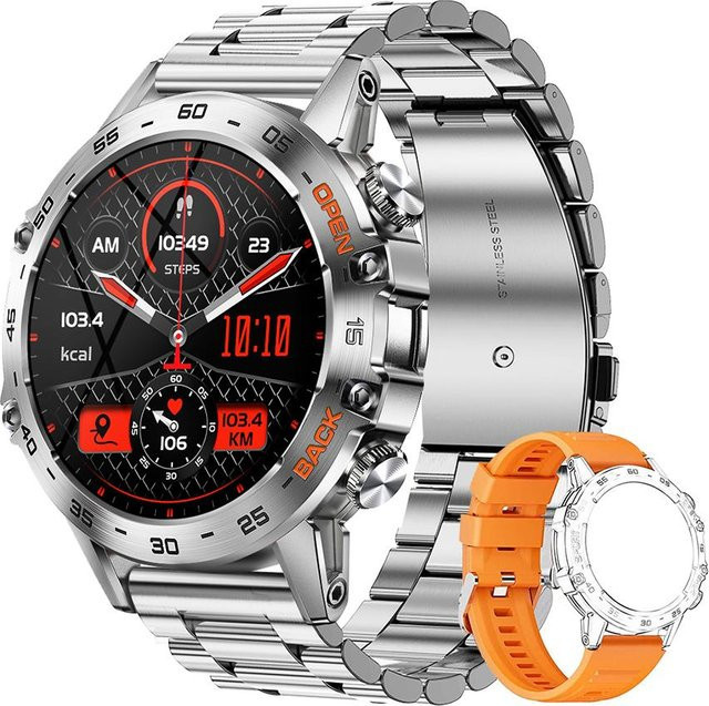 MELANDA Smartwatch für Sport und Fitness mit Bluetooth, Herzfrequenzmessung, SpO2 und Telefonfunktion, Silber - Bild 1