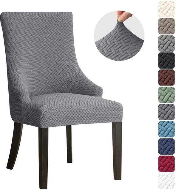 Bestbags Esszimmerstuhlbezug aus Jacquard Spandex in Grau für Sessel und Hochlehner mit Armlehnen - Bild 1