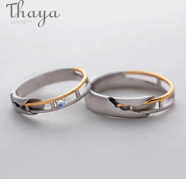 Thaya Ringe, 925 Silber, Mondstein, Unisex - Bild 1