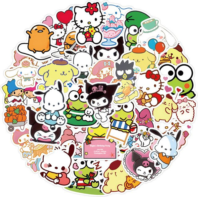Sanrio Kawaii Aufkleber, Kuromi My Melody Pochacco, Bunt / Mehrfarbig - Bild 1