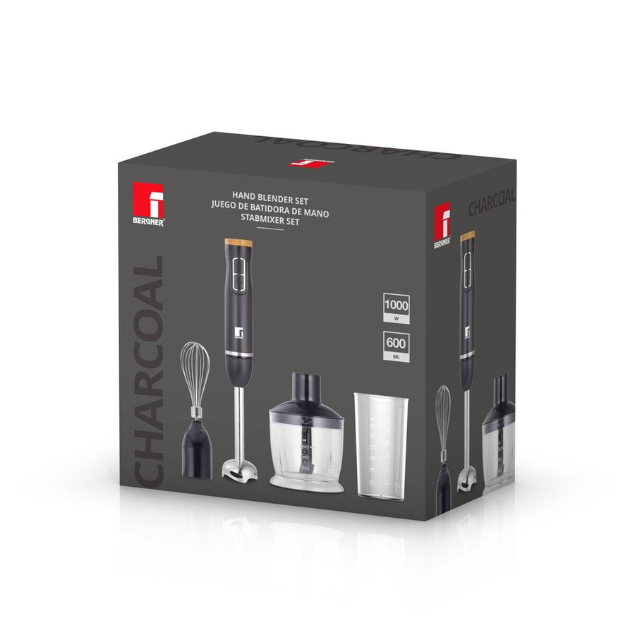 BERGNER Stabmixer-Set in Schwarz und Silber aus Edelstahl, B/H/L: 14,2 x 23,2 x 24,5 cm - Bild 2
