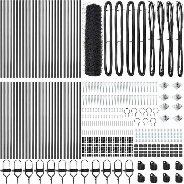 vidaXL Zaunpfosten aus Stahl und PVC in Grau, Höhe: 100 cm, Breite: 4 cm, Durchmesser: 3,2 cm - Bild 1