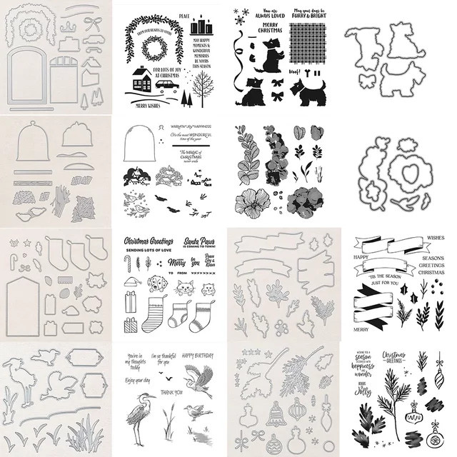 Weihnachten Ornament Bastelset mit transparenten Stempeln und Metall-Schneidestanzern für DIY Scrapbooking und Dekoration - Bild 1