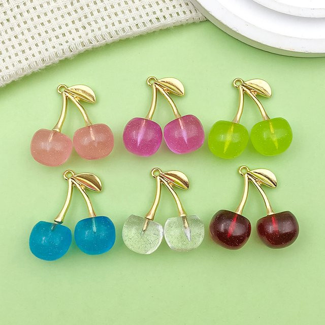 Cherry Charms Anhänger, Resin, Bunt, 28*30mm - Bild 1