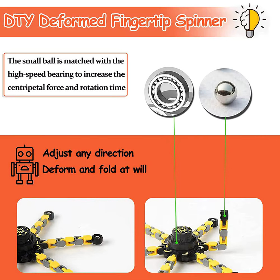 JK-ZMM Verformbare Kette Roboter Spinner, 12-16-teiliges Set, Stress Relief Gyro Spielzeug - Bild 4