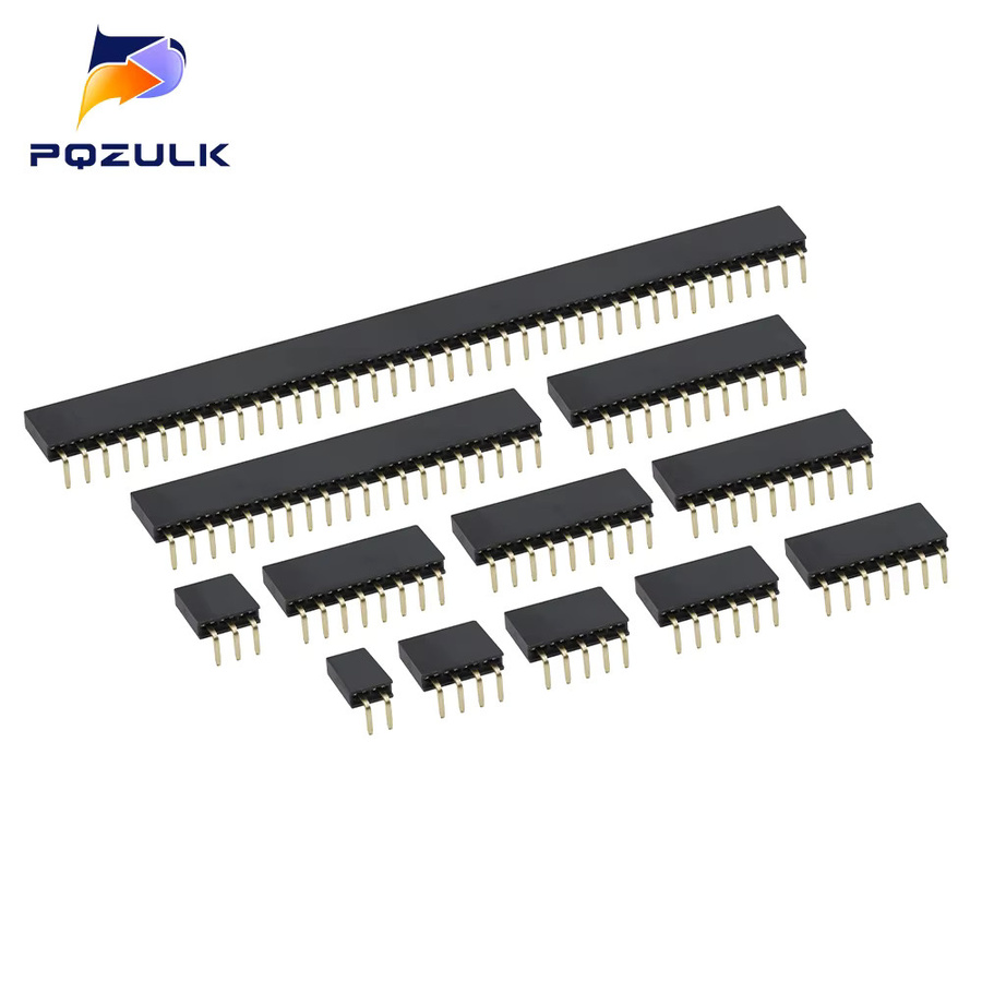 10 Stück Single Row Buchsenleiste 90 Grad gewinkelt, Female Header Socket, Pitch 2,54mm, Farbe: Schwarz - Bild 2