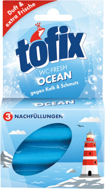 Tofix WC-Fresh Ocean WC-Stein Nachfüllungen, 3 Stück, Blau, 120 g - Bild 1