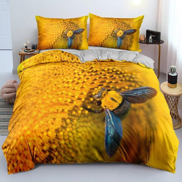 Bettwäsche-Set Your Warm Home mit Blumenmuster in Blau und Gold, bestehend aus Bettbezug und Kissenbezügen, B/H: 260 x 220 cm - Bild 1