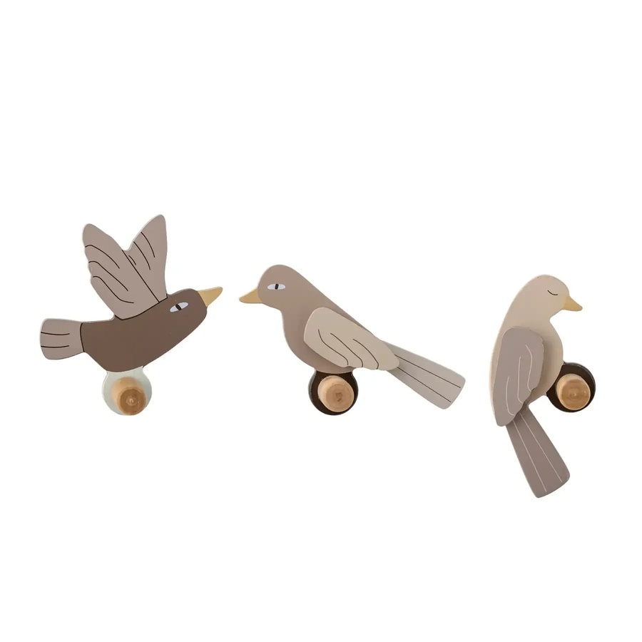 Bloomingville Lewi Mini Wandhaken aus Holz in Beige und Multicolour, Set mit 3 Stück - Bild 1