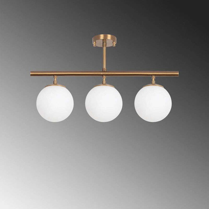 Opviq Deckenleuchte Atmaca in Bronze aus Metall und Glas mit 3 E14 Fassungen, B/H/T: 15 x 37 x 15 cm - Bild 3