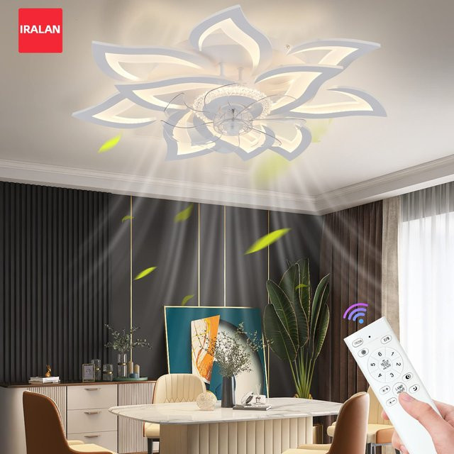 IRALAN Deckenventilator mit Licht in Weiß, dimmbar, mit Fernbedienung, Durchmesser: 76,2 cm - Bild 1