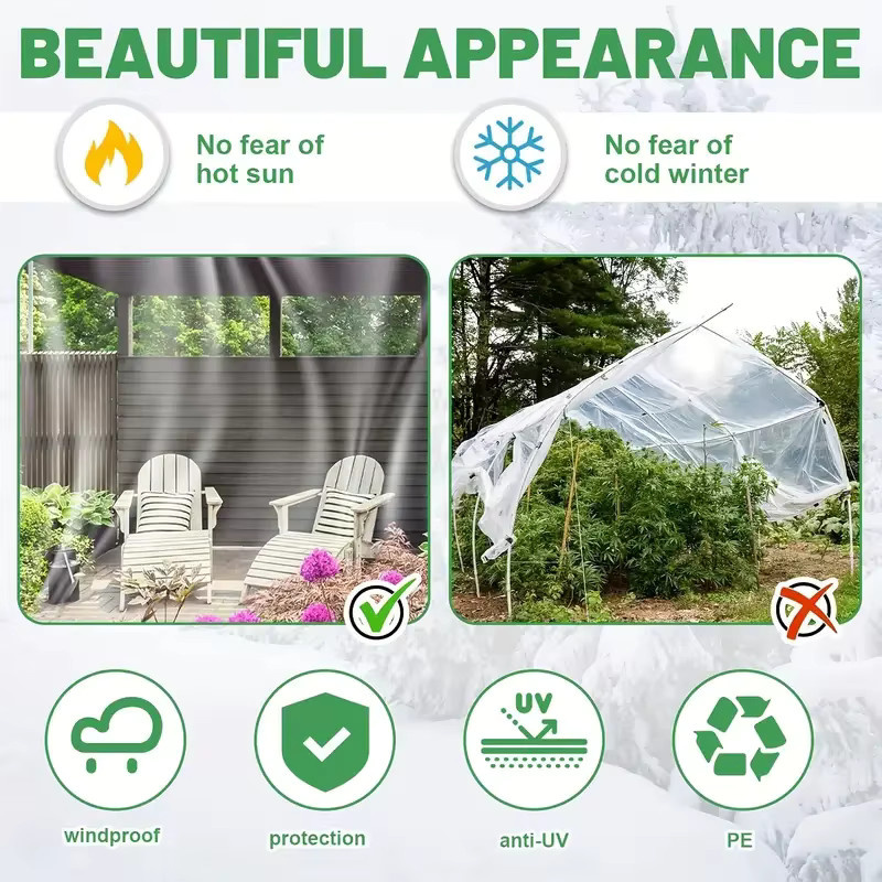 Transparentes wasserdichtes Wachstuch aus Kunststoff als kältebeständige und wärmeisolierende Gartenplane zum Schutz deiner Pflanzen - Bild 3