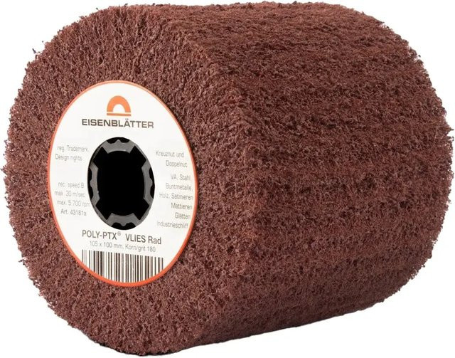 STAHLWERK Vlieswalze Eisenblätter Korn 180 Satinierwalze Schleifmoprad für Winkelschleifer - Bild 1