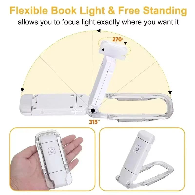 XIWANGFIRE LED Lesezeichen-Leselampe mit USB-Ladeclip und wiederaufladbarer Funktion - Bild 4