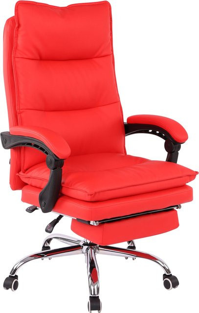 TPFLiving Bürostuhl Poncho Executive Chair aus Kunstleder in Rot mit Armlehnen und Rollen - Bild 1