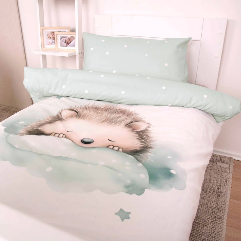 Baby Best Renforcé Wende-Bettwäsche Igel aus Baumwolle, Weiss, Kopfkissenbezug B/H: 40 x 60 cm, Bettdeckenbezug B x H: 100 x 135 cm, Made in Green - Bild 3