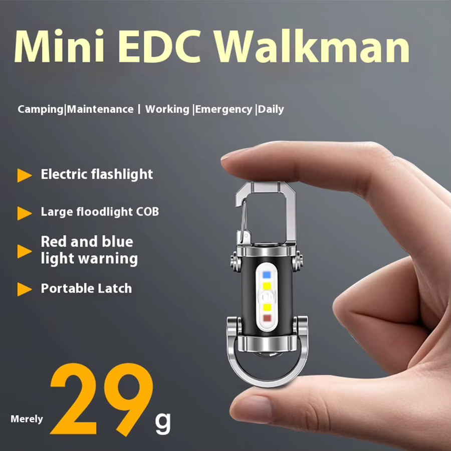 Shunmaii COB-LED-Schlüsselanhänger-Taschenlampe mit RGB-Licht, USB-wiederaufladbar und Typ-C Anschluss - Bild 2