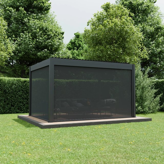 Ximax Elektrische Seitenmarkise für Aluminium Pergola aus Aluminium und PVC-Gewebe, Dunkelgrau, Breite: 400 cm - Bild 1