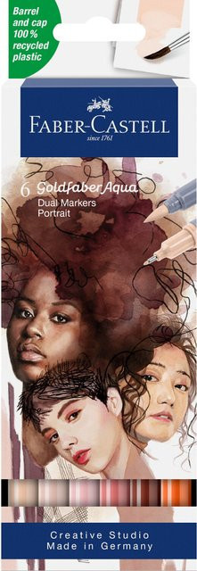 Faber Castell Goldfaber Aqua Dual Marker Portrait Set mit Brush und Fine Spitzen in Mehrfarben - Bild 1