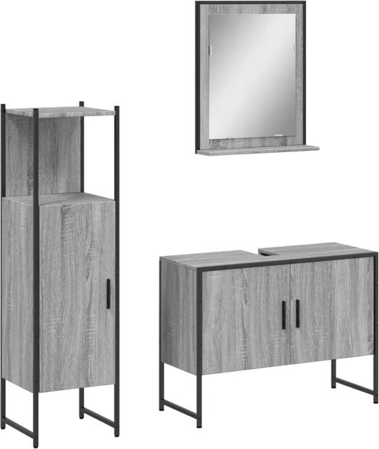 vidaXL 3-teiliges Badmöbel-Set in Grau Sonoma Holzoptik - Bild 1