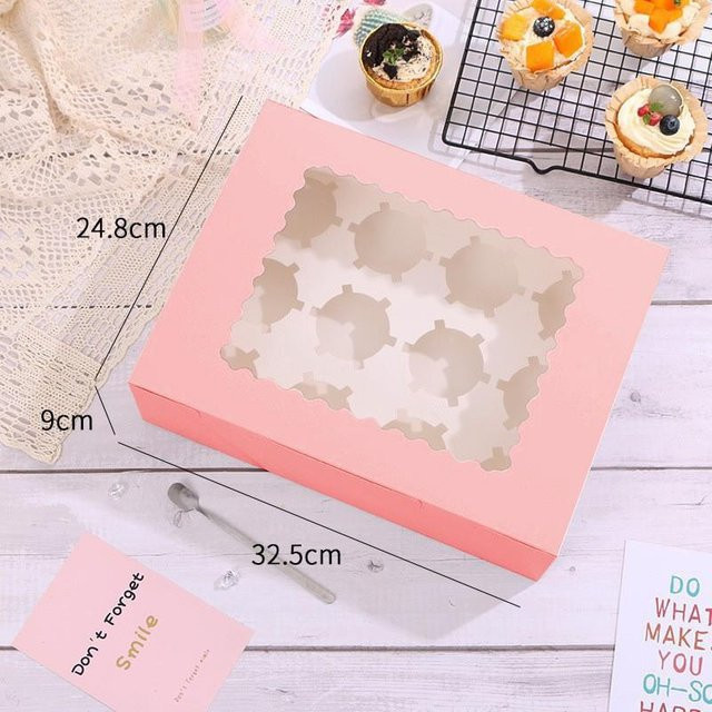 WTEMPO Fenster Backkuchen Verpackungsboxen aus Papier, 5 Stück, Rosa, ideal für Cupcakes, Macarons und Süßigkeiten - Bild 1