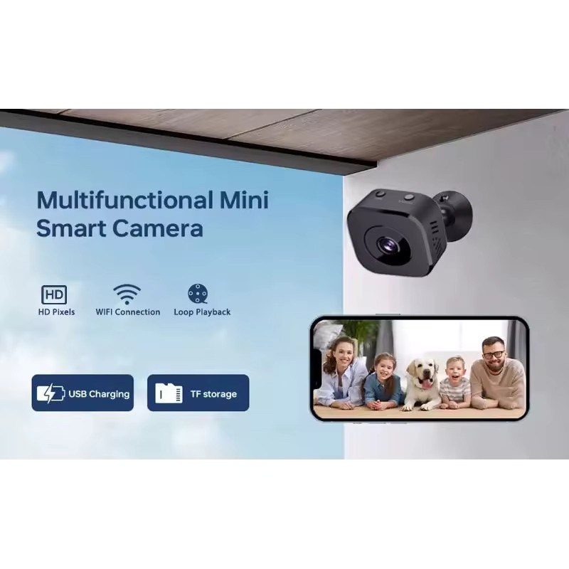 XMSJ Mini 4K Überwachungskamera mit WiFi, Vollfarbe-Nachtsicht, Bewegungserkennung und Wasserdichtigkeit in Schwarz - Bild 4