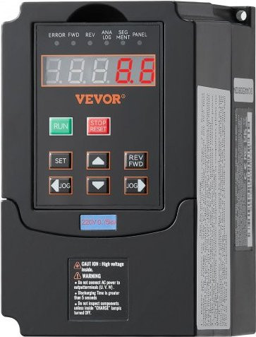 VEVOR Frequenzumrichter VFD 0,75kW 1HP für Spindelmotor und CNC-Geschwindigkeitssteuerung, 220V Input zu 220V 3-Phasen Output, Schwarz - Bild 1