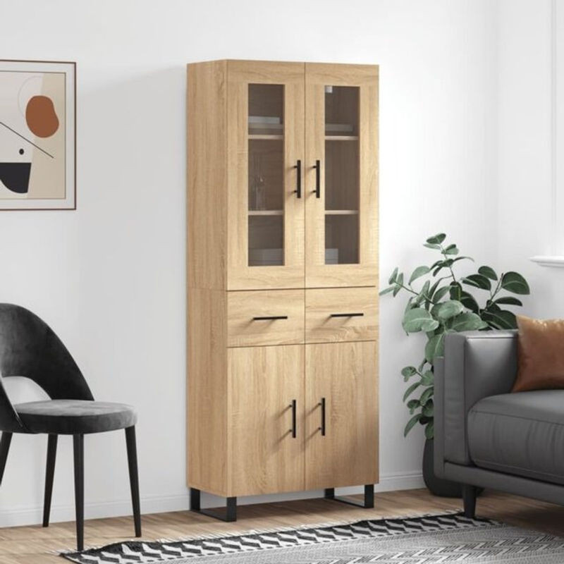 Vidaxl Highboard Sonoma-Eiche in Eiche Natur und Braun aus Holzwerkstoff und Metall, Modern, B/T/H: 69,5 x 34 x 180 cm - Bild 1