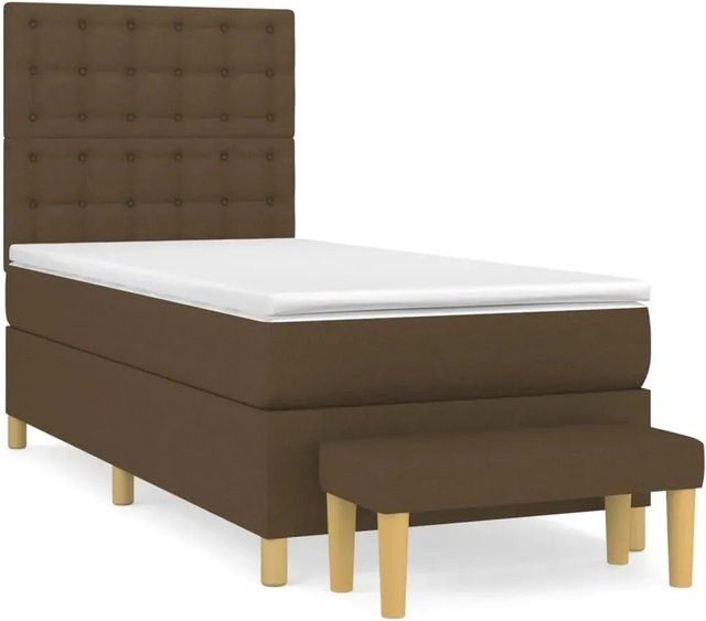 vidaXL Boxspringbett mit Matratze Hybrid-Design in Dunkelbraun und Weiß, B/T/H: 90 x 190 x 128 cm - Bild 1