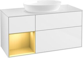 V&B Waschtischunterschrank Finion in Weiß lackiert mit goldenen Griffen, Breite: 120 cm, Tiefe: 50,1 cm, Höhe: 50,1 cm - Bild 1