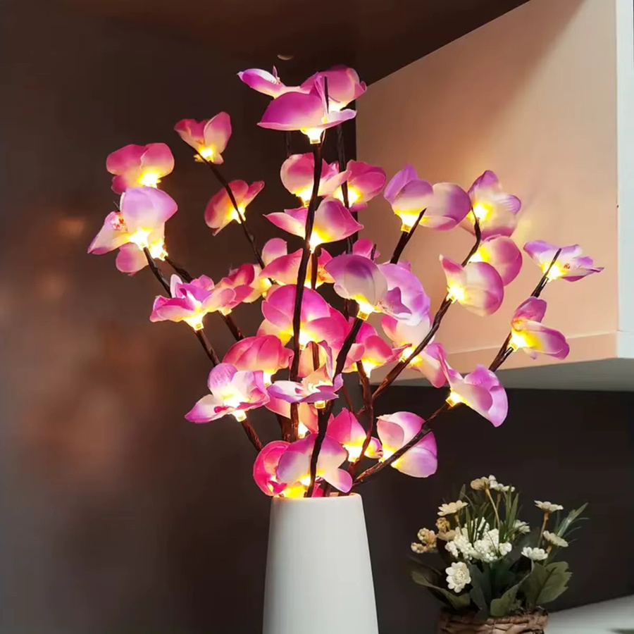Peach Forest LED Phalaenopsis Baum Lichterkette in Pink mit warmweißem Licht, batteriebetrieben für Schlafzimmer, Party und Hochzeit - Bild 2